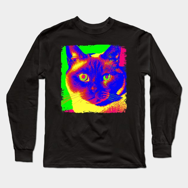 Snowshoe Pop Art - Cat Lover Gift Long Sleeve T-Shirt by PawPopArt